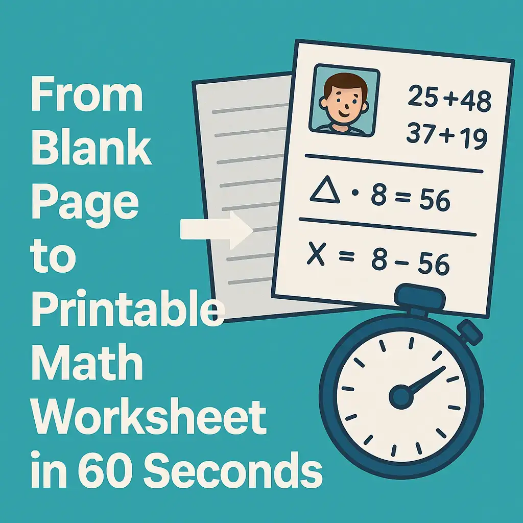 From Blank Page to Printable Math Worksheet in 60 Seconds