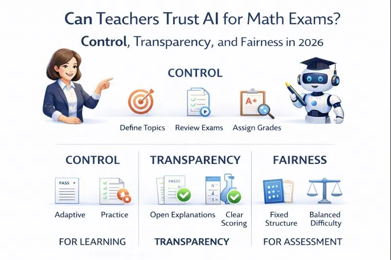 Can Teachers Trust AI for Math Exams? Control, Transparency, and Fairness in 2026